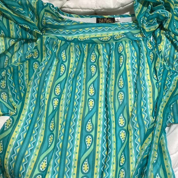 Bob Mackie Wearable Art Women’s Size L Blouse Kaftan Tunic Flowy Chiffon Lined - Picture 7 of 7